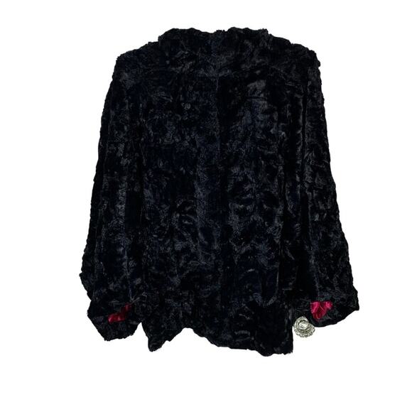 Chico's Velvet Cocoon Victoria Black Faux Fu Dolman Sleeve Jacket -Size 1 (M/8) - Picture 2 of 6
